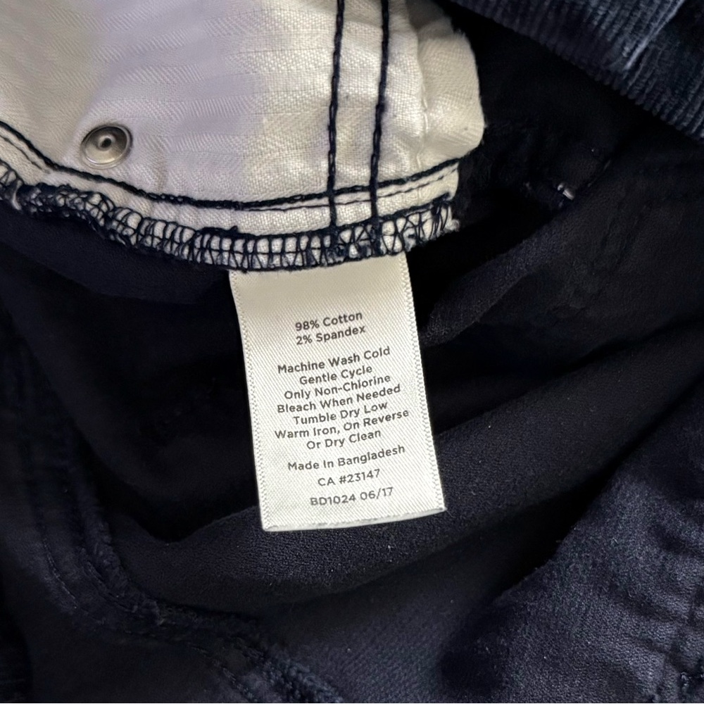 Talbots Flawless Five-Pocket Petites Navy Slim Ankle Frayed Hem Corduroy Pants - Picture 6 of 10
